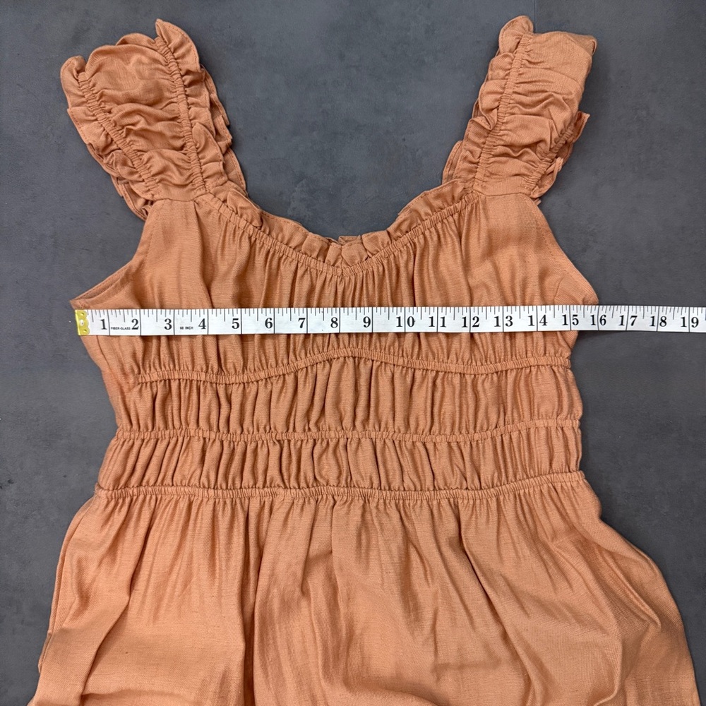 Blu Pepper Sleeveless Ruffled Tan Midi Dress - Picture 5 of 6